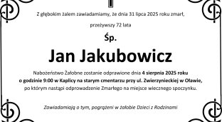 Zmarł Jan Jakubowicz
