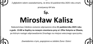 Nie żyje Mirosław Kalisz