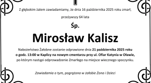 Nie żyje Mirosław Kalisz
