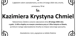 Ostatnie pożegnanie Kazimiery Krystyny Chmiel