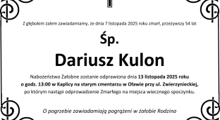 Nie żyje Dariusz Kulon