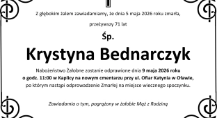 Nie żyje Krystyna Bednarczyk