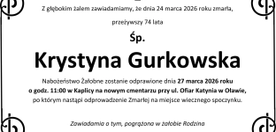Odeszła Krystyna Gurkowska