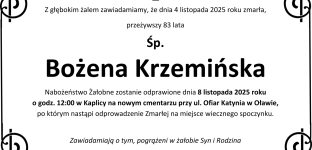 Nie żyje Bożena Krzemińska