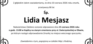 Nie żyje Lidia Mesjasz