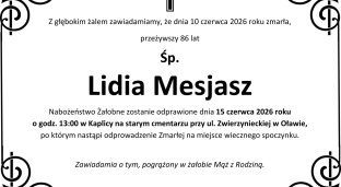 Nie żyje Lidia Mesjasz