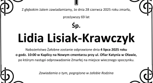 Ostatnie pożegnanie Lidii Lisiak-Krawczyk
