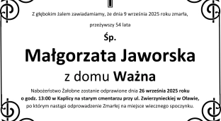 Nie żyje Małgorzata Jaworska