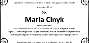 Ostatnie pożegnanie Marii Cinyk