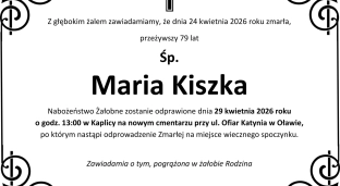 Nie żyje Maria Kiszka