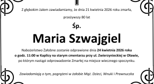 Nie żyje Maria Szwajgiel