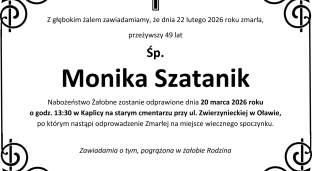 Nie żyje Monika Szatanik