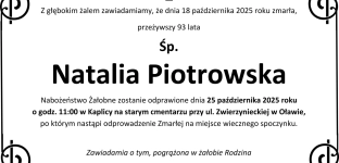 Ostatnie pożegnanie Natalii Piotrowskiej