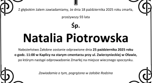 Ostatnie pożegnanie Natalii Piotrowskiej
