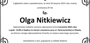 Nie żyje Olga Nitkiewicz