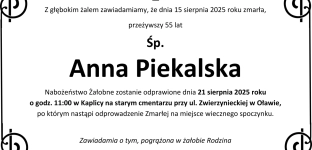 Ostatnie pożegnanie Anny Piekalskiej