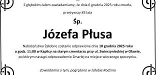 Nie żyje Józefa Płusa