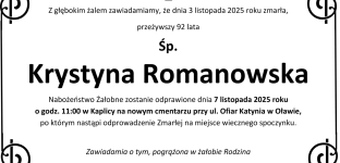 Ostatnie pożegnanie Krystyny Romanowskiej