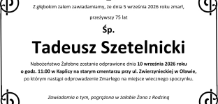 Nie żyje Tadeusz Szatelnicki