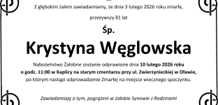 Odeszła Krystyna Węglowska