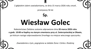 Nie żyje Wiesław Golec