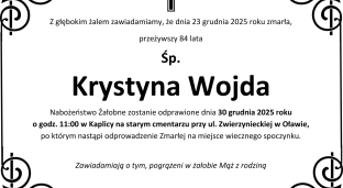 Nie żyje Krystyna Wojda