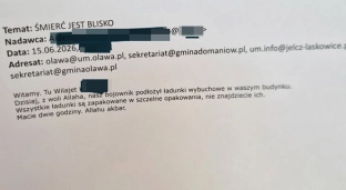 Urząd Miejski w Oławie pokazał treść maila o ładunkach wybuchowych. Wiadomość trafiła do urzędów w powiecie