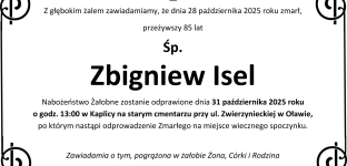Nie żyje Zbigniew Isel