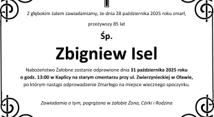 Nie żyje Zbigniew Isel